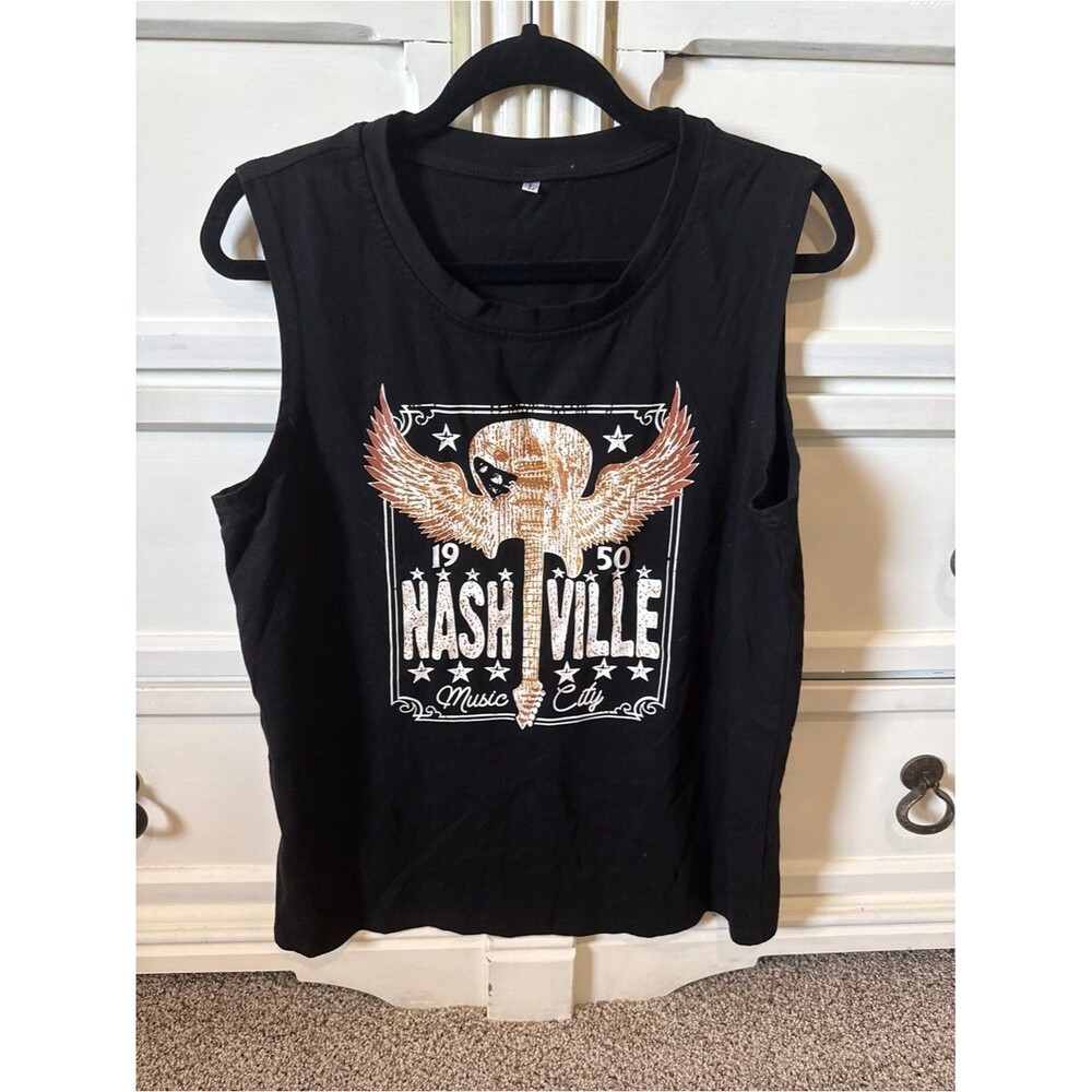 Nashville Women's Black Country Music Tank Size L